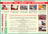 Таблица "Действия при пожаре на предприятии" (100х140 сантиметров, винил) - fgospostavki.ru - Санкт-Петербург