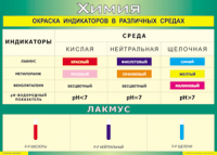 Таблица "Окраска индикаторов в различных средах" (100х140 сантиметров, винил) - fgospostavki.ru - Санкт-Петербург