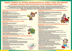 Таблица "Правила безопасности на уроках труда для девочек" (100х140 сантиметров, винил) - fgospostavki.ru - Санкт-Петербург