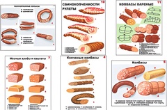 Плакаты ПРОФТЕХ "Ассортимент колбасной и мясной продукции" (11 пл, винил, 70х100) - fgospostavki.ru - Санкт-Петербург