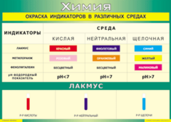 Таблица "Окраска индикаторов в различных средах" (100х140 сантиметров, винил) - fgospostavki.ru - Санкт-Петербург