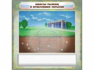Магнитно-маркерная доска "Макеты убежищ и простейших укрытий" с комплектом фолий и тематических магнитов - fgospostavki.ru - Санкт-Петербург