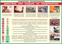 Таблица "Действия при пожаре на предприятии" (100х140 сантиметров, винил) - fgospostavki.ru - Санкт-Петербург
