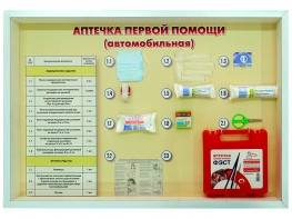Стенд "Аптечка первой помощи (автомобильная)" (образцы под оргстеклом) - fgospostavki.ru - Санкт-Петербург