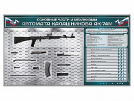 Электрифицированный стенд "Основные части и механизмы автомата Калашникова АК-74М" с полноразмерными, оригинальными макетами деталей и механизмов под стеклом - fgospostavki.ru - Санкт-Петербург