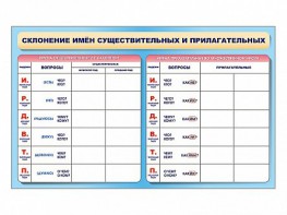 Фрагмент (демонстрационный) маркерный (двухсторонний) "Склонение имен существительных и прилагательных" - fgospostavki.ru - Санкт-Петербург